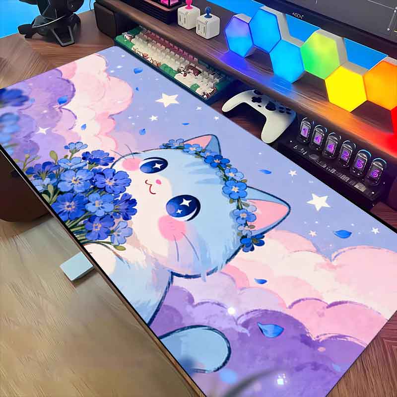 Pc Gaming Pink - 1 stuk roze-paarse Cloud Cat muismat